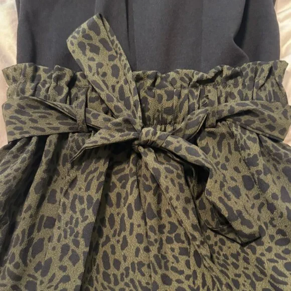 Francesca’s Jumpsuit Black and Olive Leopard Medium - Picture 3 of 6